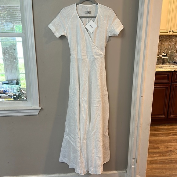 NWT Visible Art White Linen Short Sleeve Maxi Dress - Picture 1 of 8